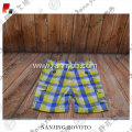 summer beach yellow white blue checked shorts